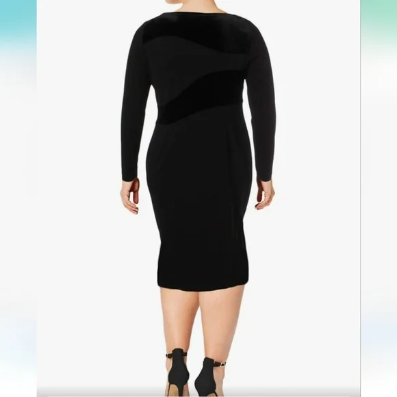 NWT Calvin Klein Long Sleeve Velvet-Swirl dress size 10 - Picture 4 of 13